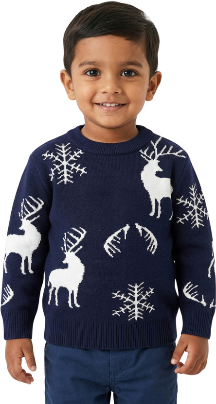 GTwo GTwo Woven Round Neck Casual Boys Blue Sweater - Flipkart Deal
