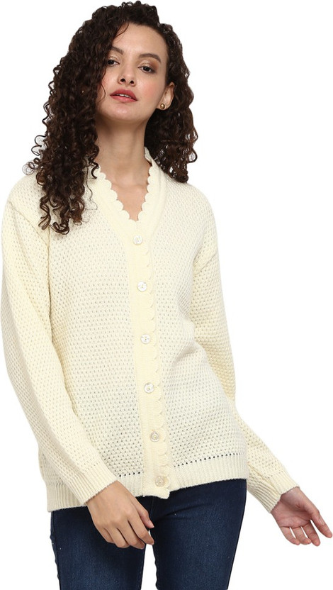 V Neck Casual Women Beige Sweater 