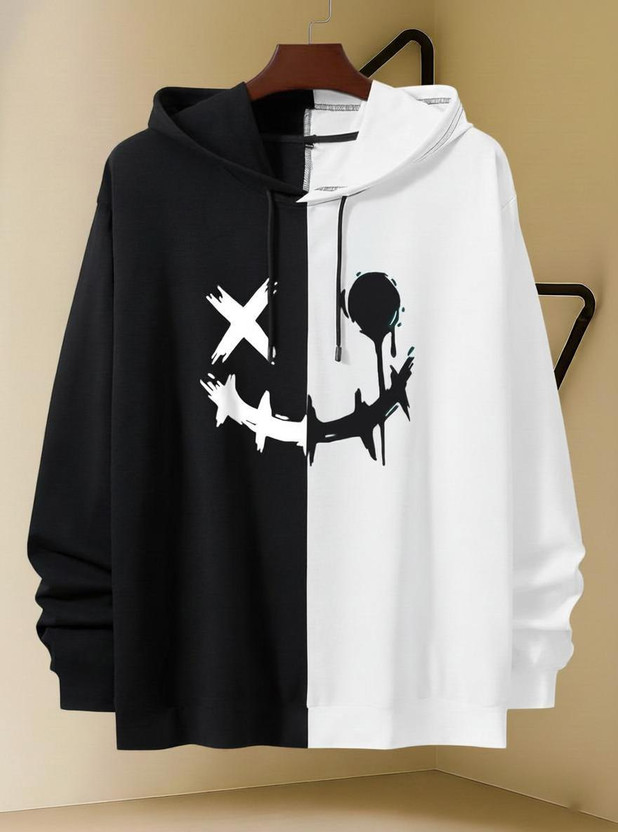 Try This Colorblock Men Hooded Neck White T-Shirt