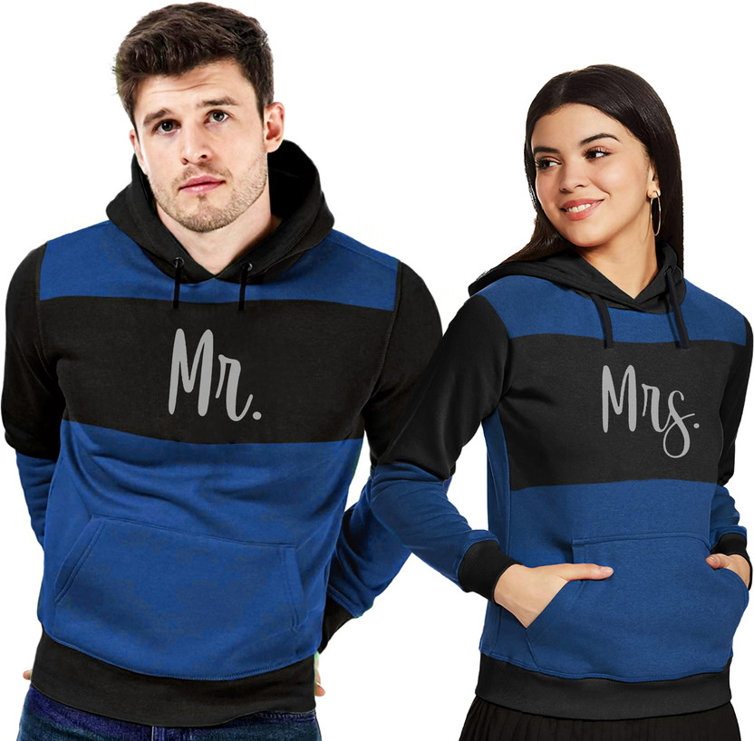 Sleeve Printed Couple Sweatshirt 