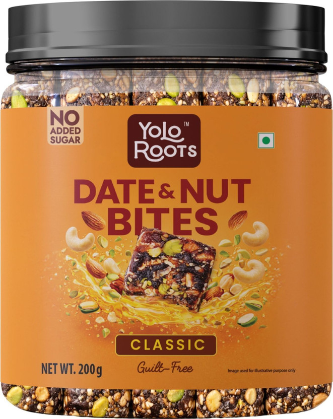 Yolo Roots Date Bites 200 gm- 10 Pieces Made with Almond,Cashew,Pistachio Box(200 g)