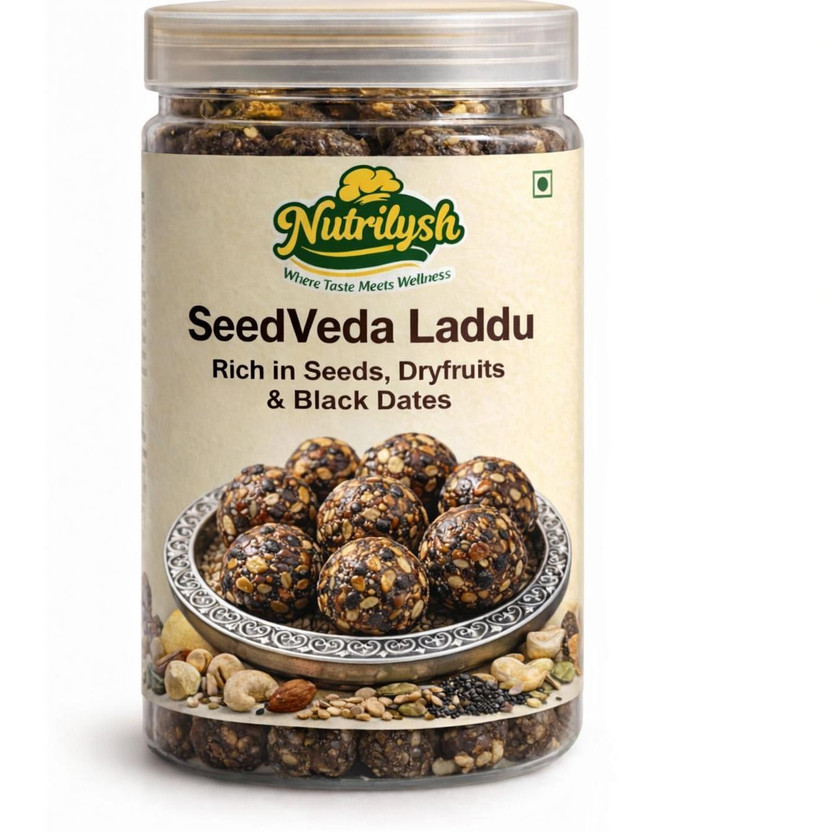 HRIDAY ENTERPRISES Seedveda Dryfruit Laddu |Sugar Free |Black Dates& 5+Healthy Seeds |Sweet Gifting(200 g)