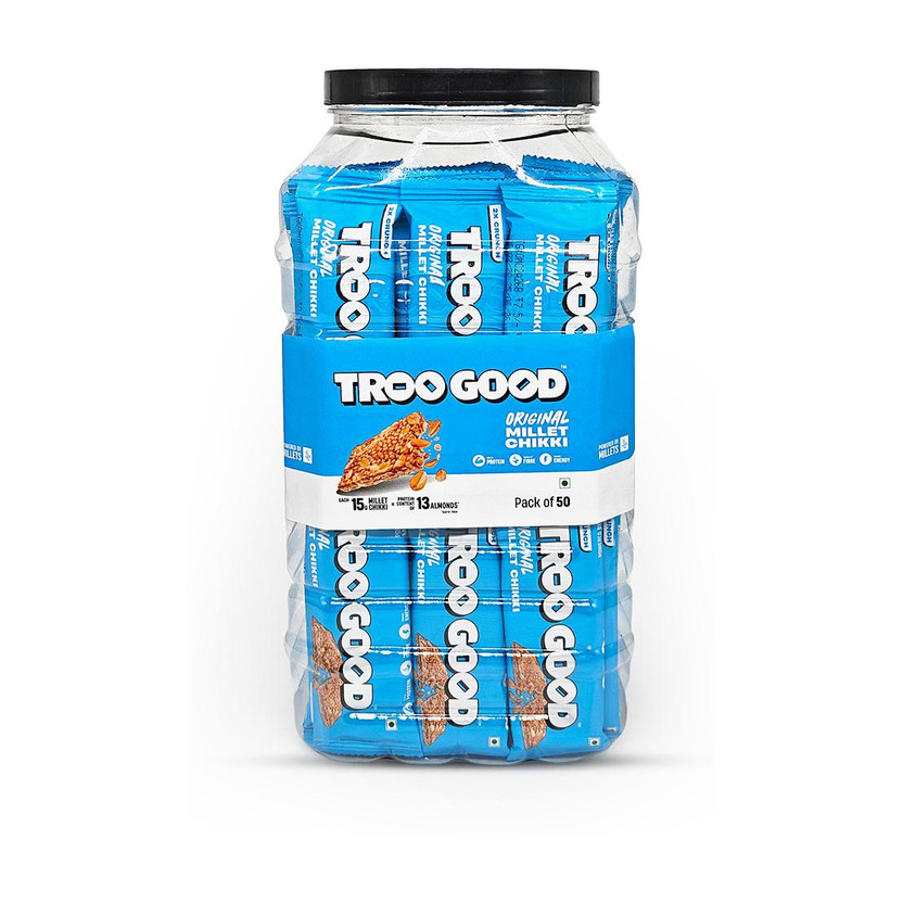 TROOGOOD Original Millet Chikki | Packed with Fibre and Protein! High-Energy Snack Bar |(50 x 15 g)