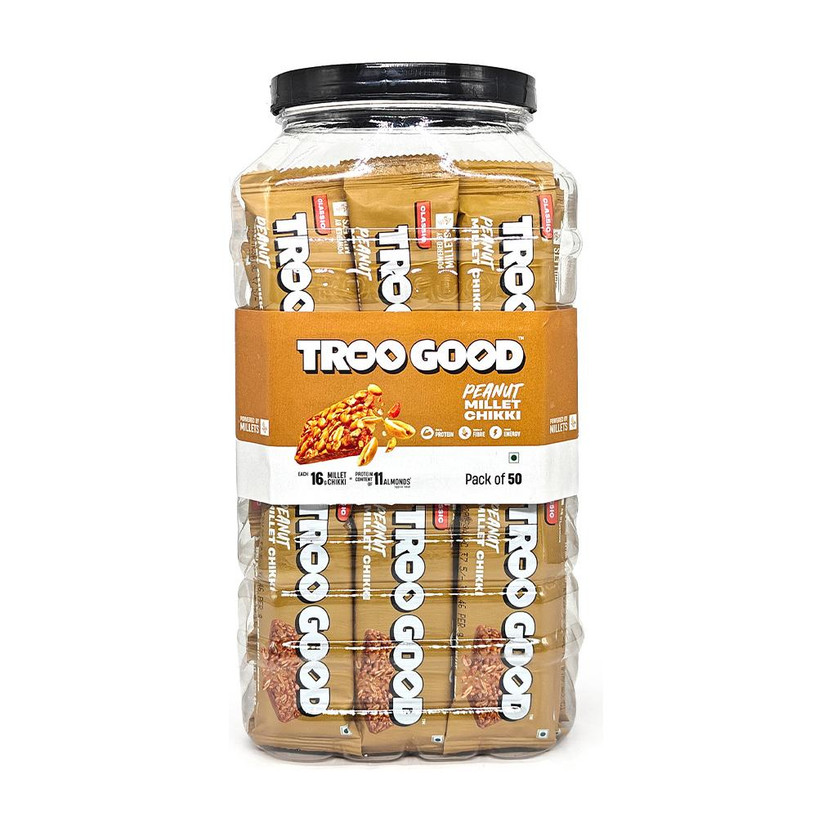 TROOGOOD TROOGOOD Peanut Millet Chikki | Protein Rich Jaggery Gajak Bars | No Added Preservative |(50 x 16 g) - Flipkart Deal