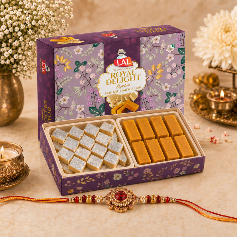 Lal Sweets Royal Delight|Mysore Pak and Kaju Katli (200g Each) Combo Gift Pack(400 g)
