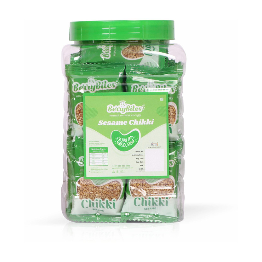Delight Berrybites Sesame Chikki,Til /Ellu Chikki | Gajak I Sweets | with Jaggery I Natural| JAR(800 g)
