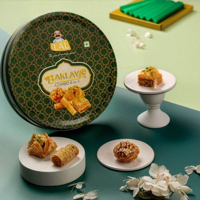 Lal Lal Sweets Baklava Tin 400g | Premium Assorted Mithai Gift Box with Free Rakhi(400 g) - Flipkart Deal