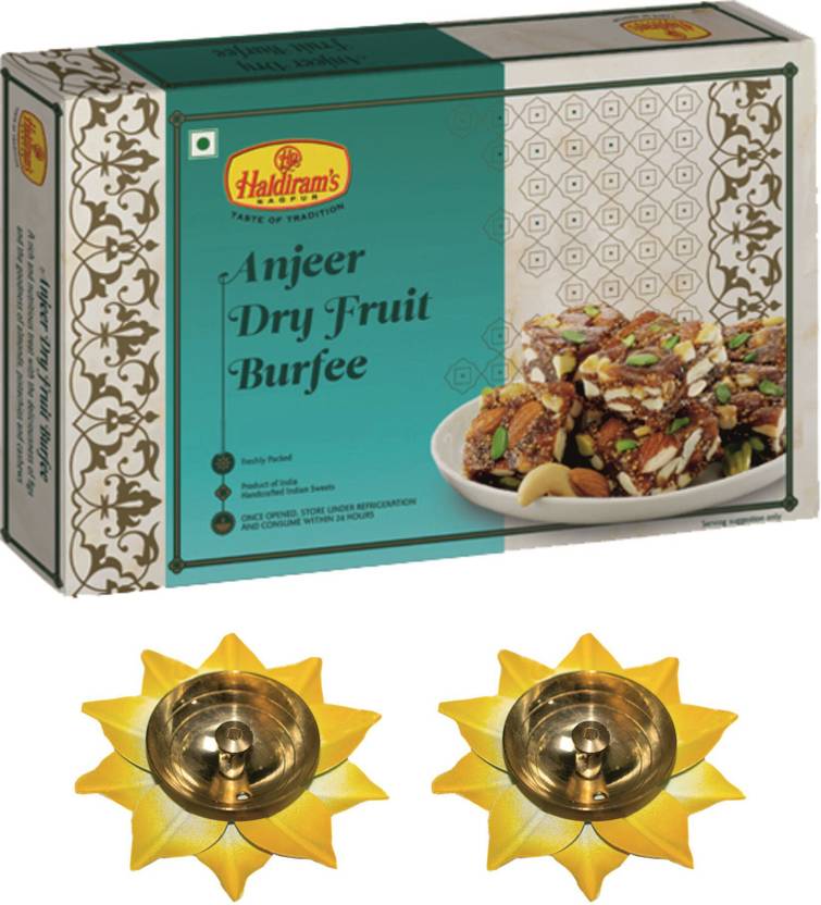 Haldiram's Nagpur Anjeer Dry Fruit burfee 250g with 2 Small Diya Box