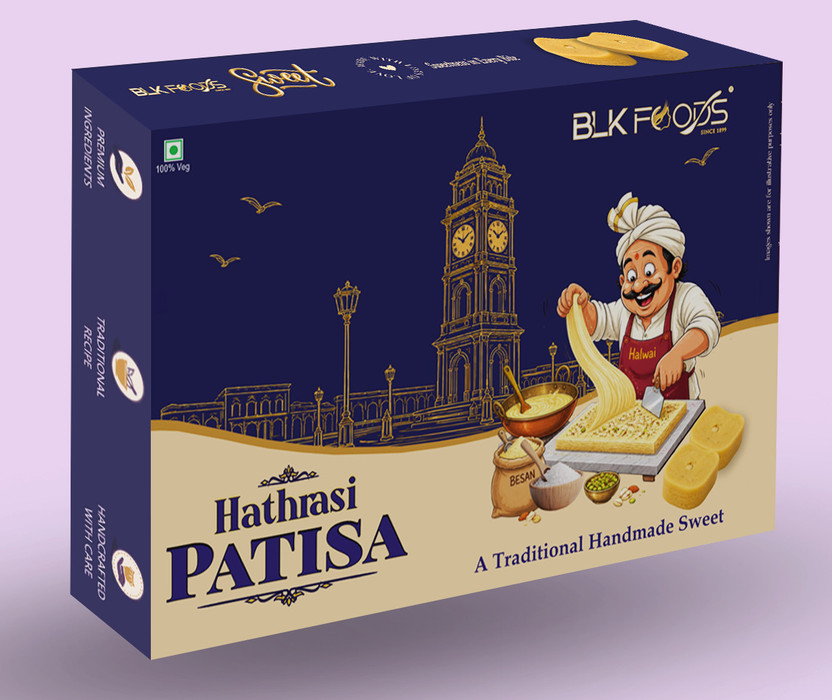 BLK FOODS Premium Hathrasi Patisa Soan Papdi| Soft & Flaky Indian Sweet | Patisa Gift Box(999 g)