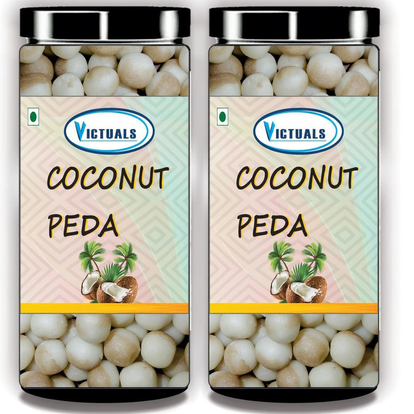 Victuals Coconut Peda 400g | Real Coconut Toffee Candy | Soft & Chewy Nariyal Peda(2 x 200 g)