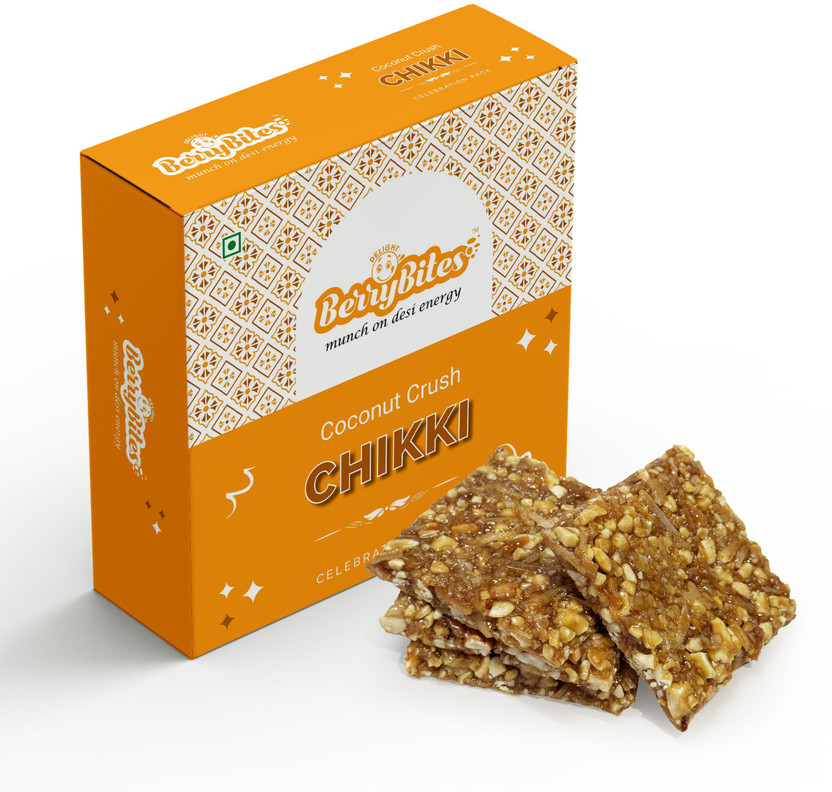 Delight Berrybites Coconut Chikki | Khopra | Gajak I Sweets | with Jaggery | Box(800 g)