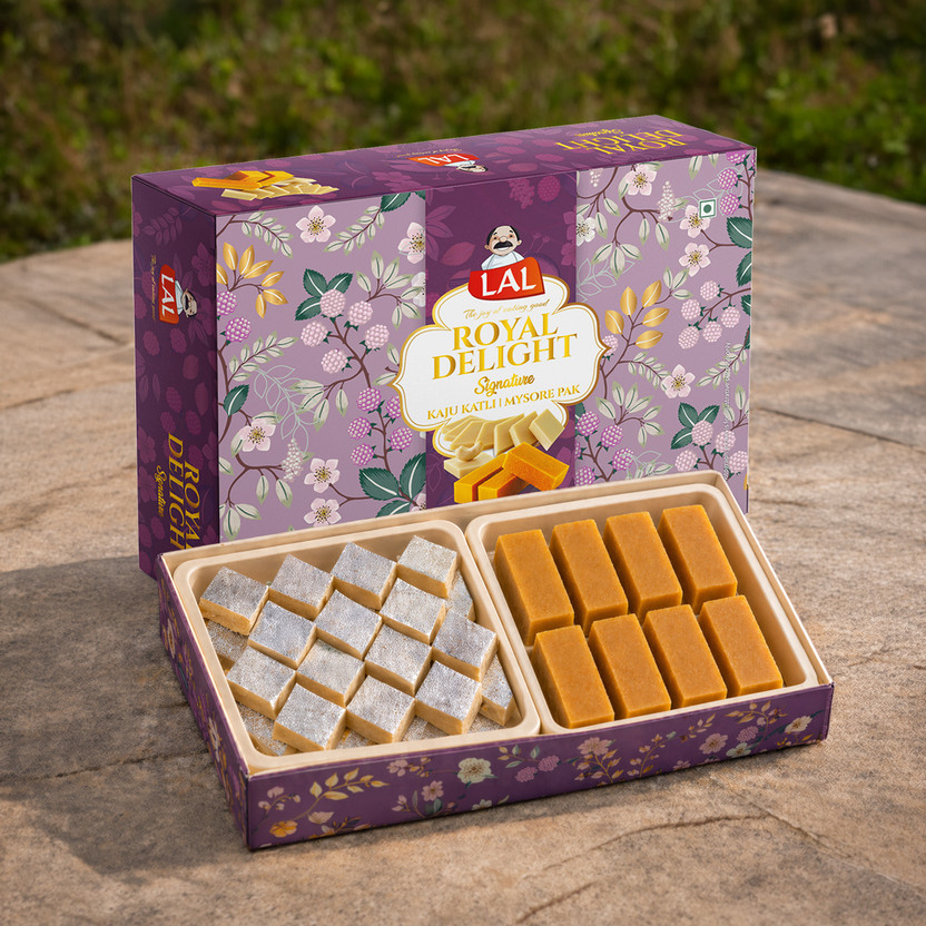 Lal Sweets Royal Delight|Mysore Pak and Kaju Katli (200g Each) Combo Gift Pack(400 g)