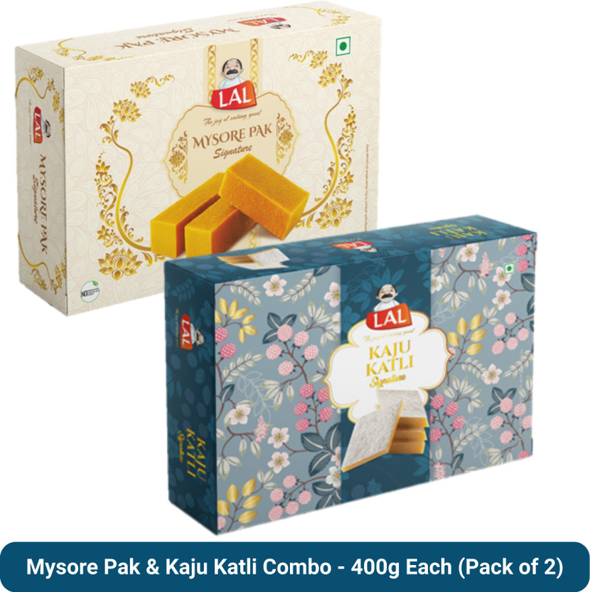 Lal Sweets Combo Pack of Mysore Pak 400g & Kaju Katli 400g(2 x 400 g)