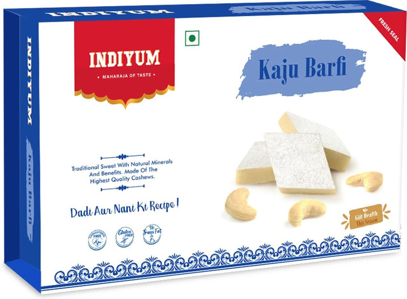 Indiyum Mithai Kaju Katli Sweet Kaju Barfi Box(200 g)
