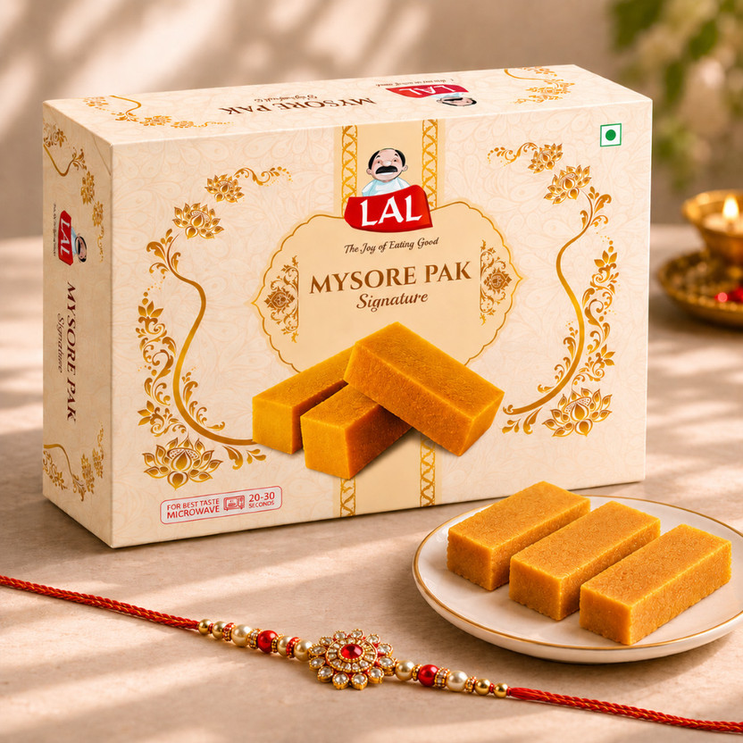 Lal Sweets Mysore Pak 400g with Rakhi | Made with Pure Ghee | Sweets for Rakhi Gift(400 g)