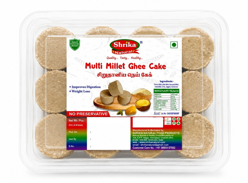 SHRIKA NATURAL Multi Millet Ghee Cake | Healthy No-Maida Snack(100 g)
