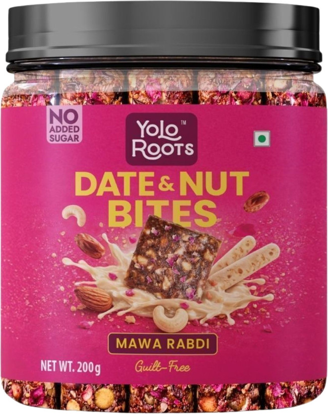 Yolo Roots Date & Nut Bites Mawa Rabdi Flavor 200g | No Added Sugar Box(200 g)