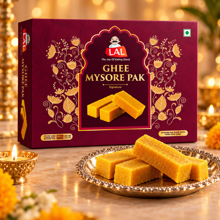 Lal Sweets Mysore Pak Signature Traditional Indian Mithai(800 g)
