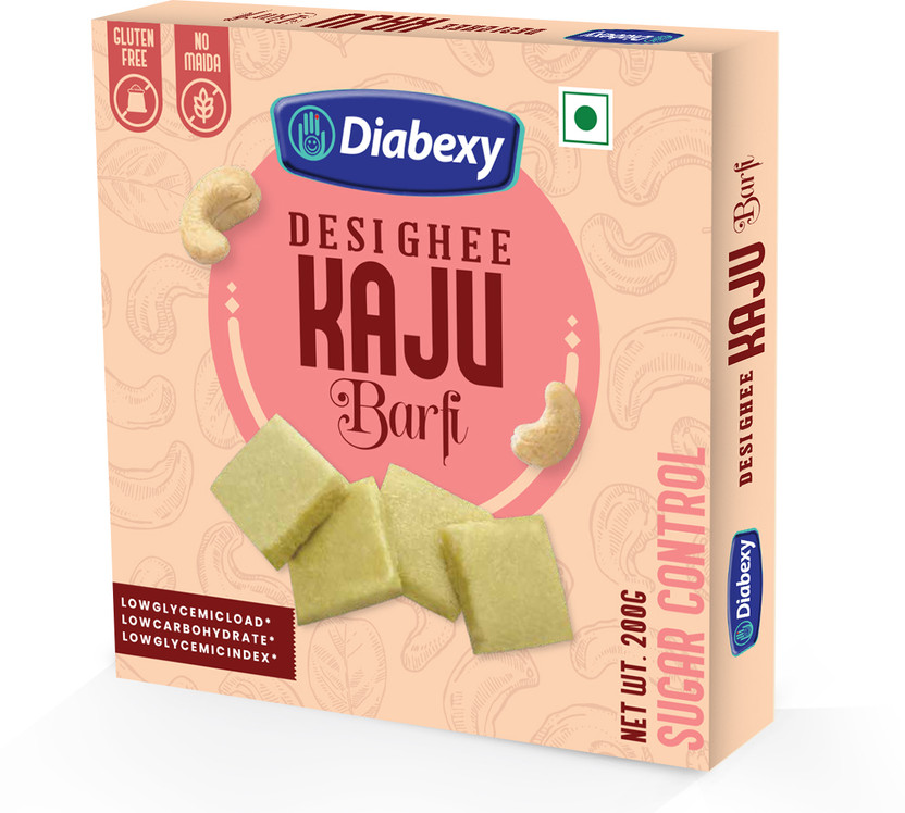 Diabexy Diabetic Food Desi Ghee Sugar Free Kaju Barfi for Diabetes- 200g Box(200 g)