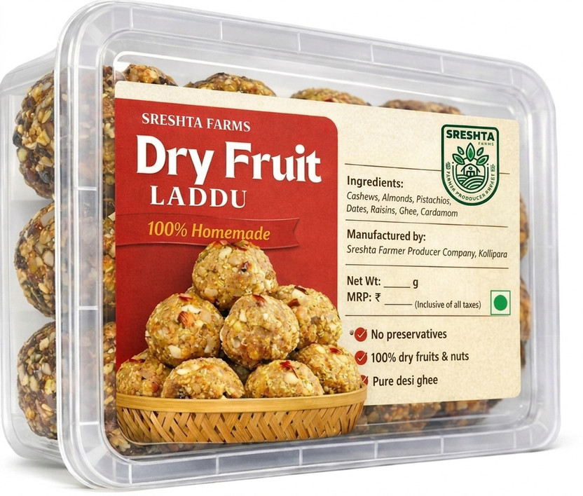 Sreshta farms Healthy Dry Fruit Laddu with Dates & Mixed Nuts(250 g)