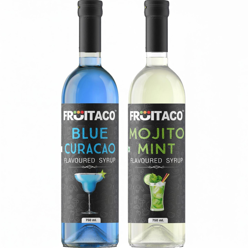 fruitaco Blue Curacao Mojito Mint Combo Mocktail Syrup for Mocktails, Cocktails(1500 ml, Pack of 2)