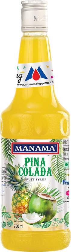 MANAMA Pinacolada Syrup (Pineapple and Coconut) Mixer for Mocktails and Cocktails 750ml(750 ml, Pack of 1)