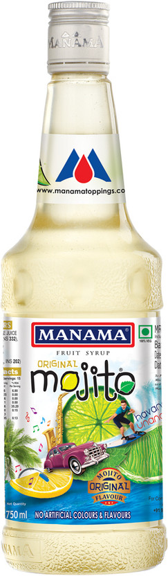 MANAMA Original Mojito Syrup, Mixer for Mocktails and Cocktails mojito(750 ml, Pack of 1)