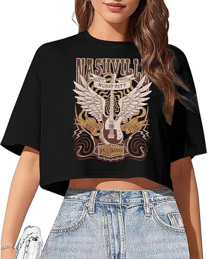 HOC HOC Graphic Print Women Round Neck Black T-Shirt - Flipkart Deal