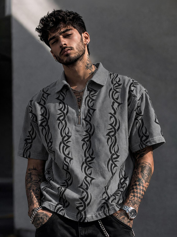 Force Force Printed Men Zip Neck Reversible Grey T-Shirt - Flipkart Deal