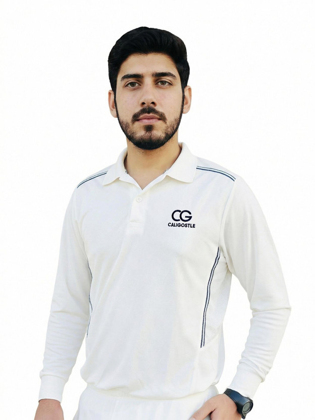 CALIGOSTLE Solid Men Polo Neck White T-Shirt