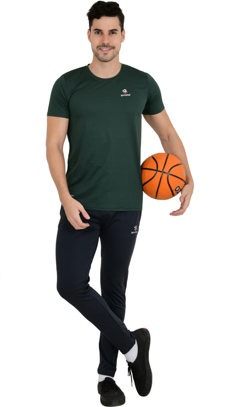 Good Step Solid Men Round Neck Green T-Shirt