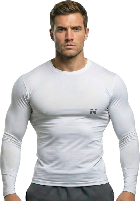 NINQ Solid Men Round Neck White T-Shirt