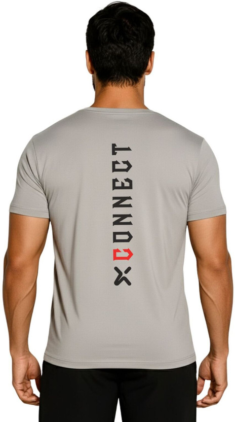 3colors Typography Men Round Neck Grey T-Shirt