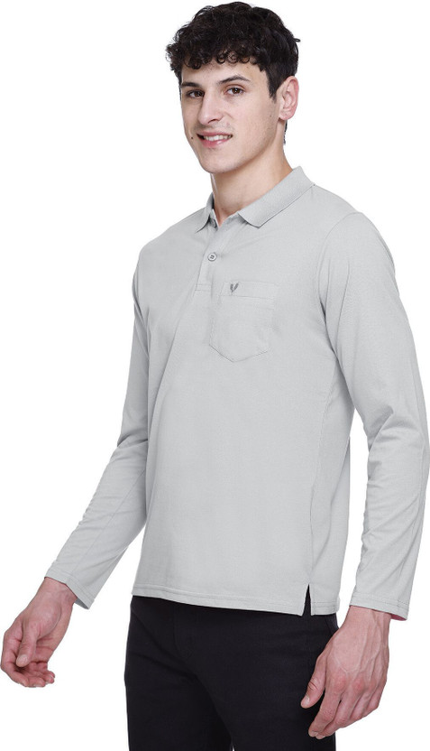 GODFREY Solid Men Polo Neck Grey T-Shirt