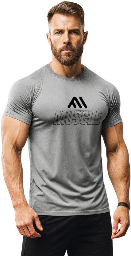 3colors Printed Men Round Neck Grey T-Shirt