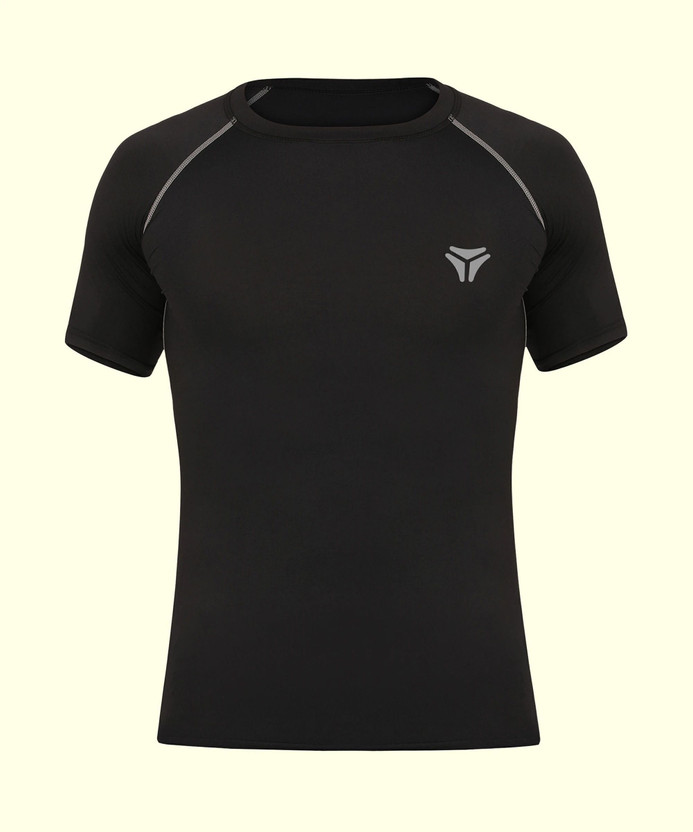 Kyk Solid Men Round Neck Black T-Shirt