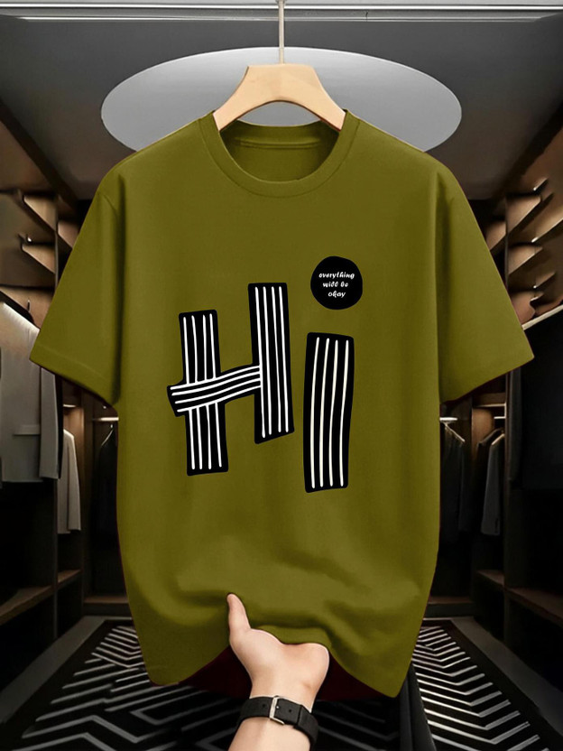 AUSK Printed Men Round Neck Dark Green T-Shirt