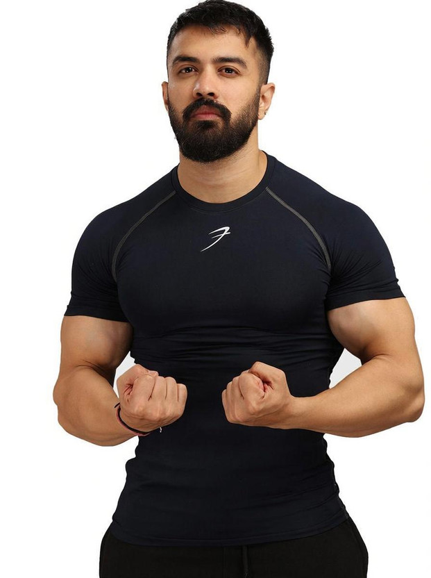 FuaarK Solid Men Round Neck Navy Blue T-Shirt