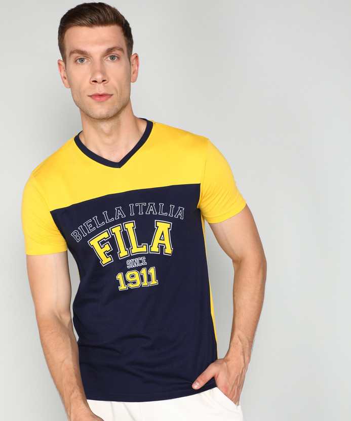 Mens yellow fila shirt Clearance