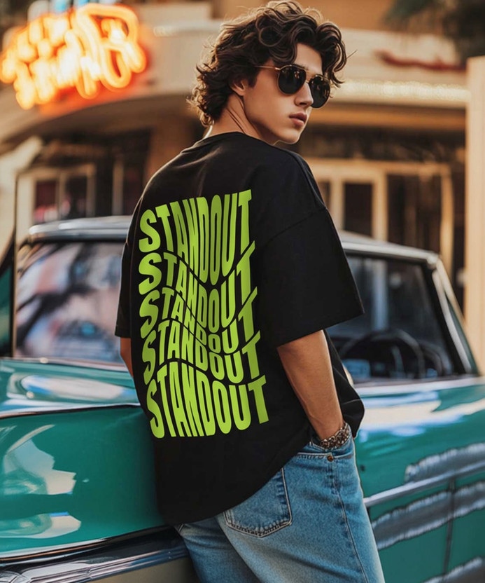 Veirdo Typography, Printed Men Round Neck Black T-Shirt