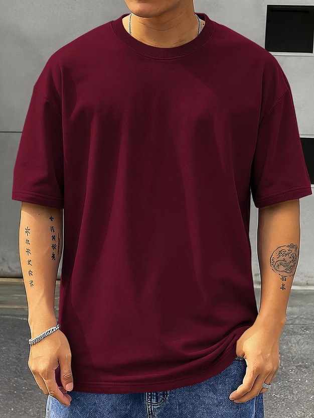 TripBroz TripBroz Solid Men Round Neck Maroon T-Shirt - Flipkart Deal