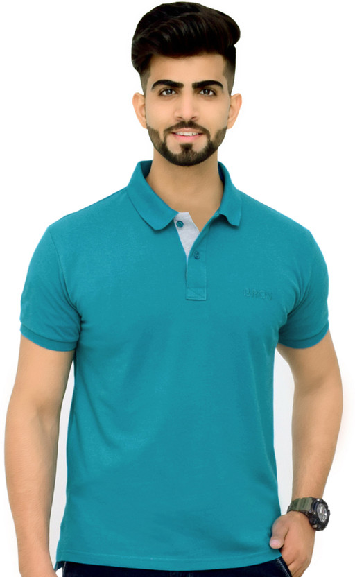 3BROS Solid Men Polo Neck Green T-Shirt