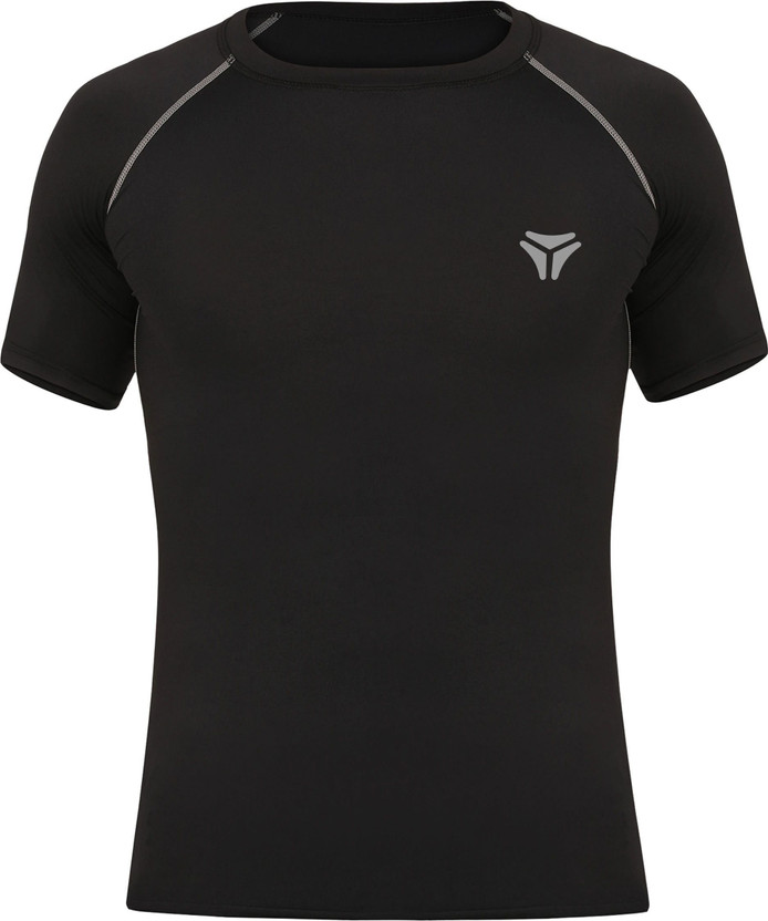 Kyk Solid Men Round Neck Black T-Shirt