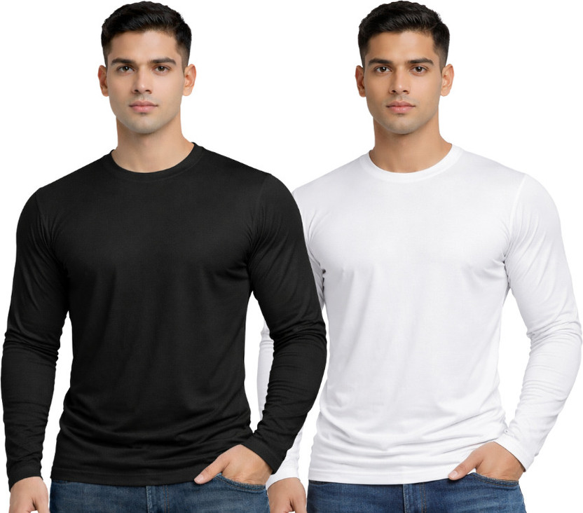 R ROCKIN TEES Solid Men Round Neck Multicolor T-Shirt