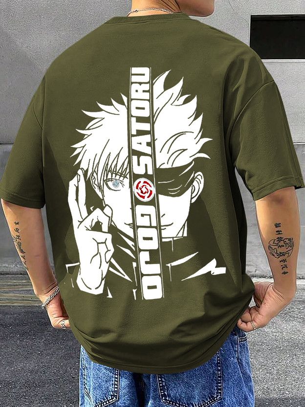 Mania Fashion Graphic Print Men Round Neck Green T-Shirt