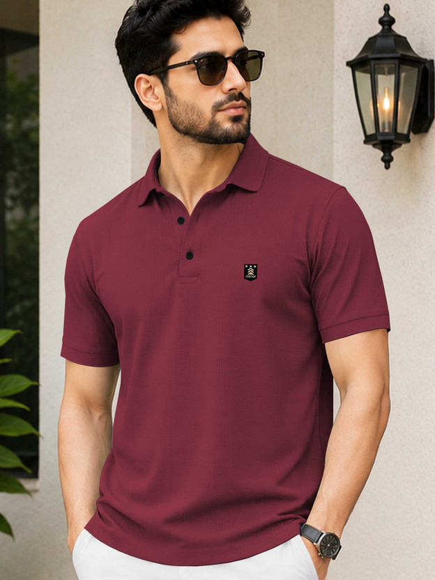 VeBNoR VeBNoR Solid Men Polo Neck Maroon T-Shirt - Flipkart Deal