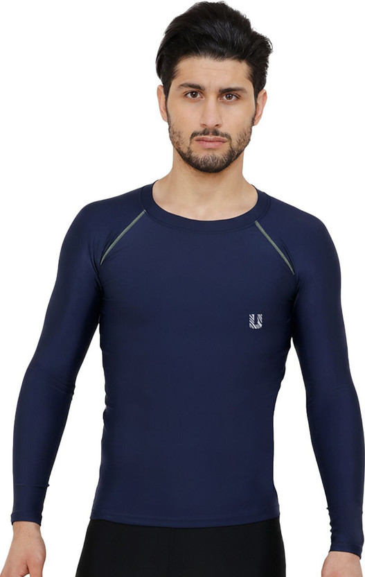 unbeatable Solid Men Round Neck Blue T-Shirt