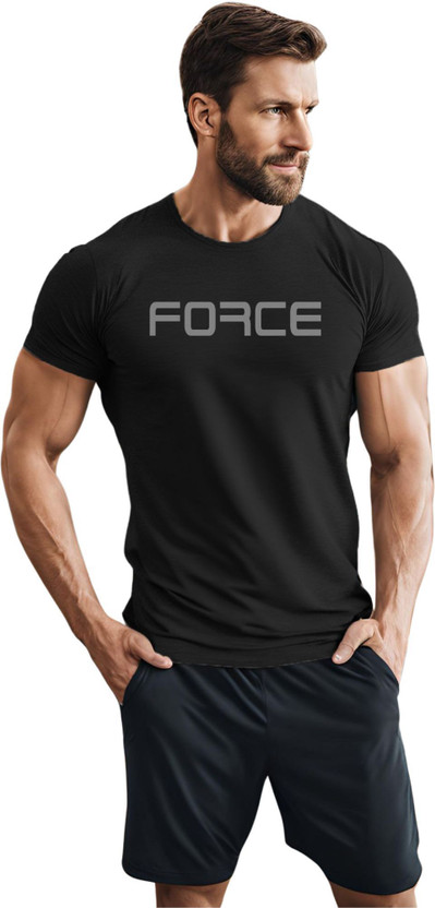 3colors Printed Men Round Neck Black T-Shirt