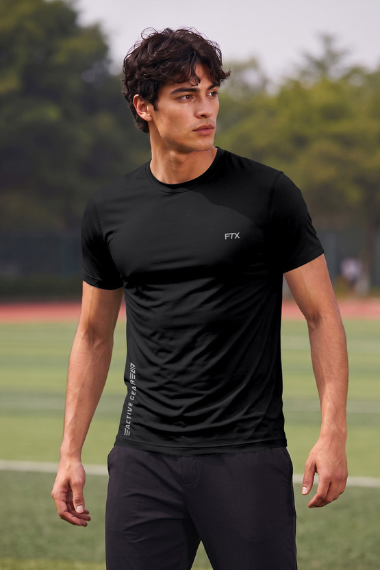FTX Printed Men Round Neck Black T-Shirt
