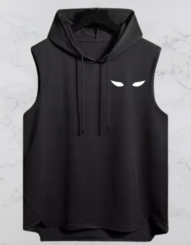 Mundali Printed Men Hooded Neck Black T-Shirt